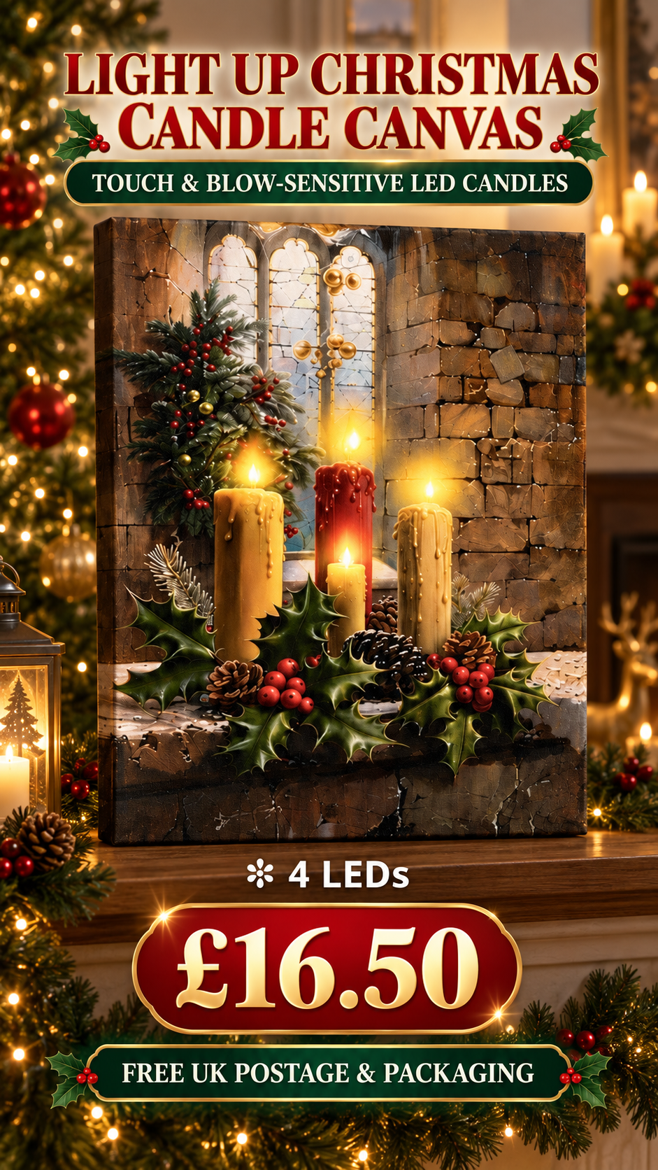 Blow Out Christmas Candle Canvas