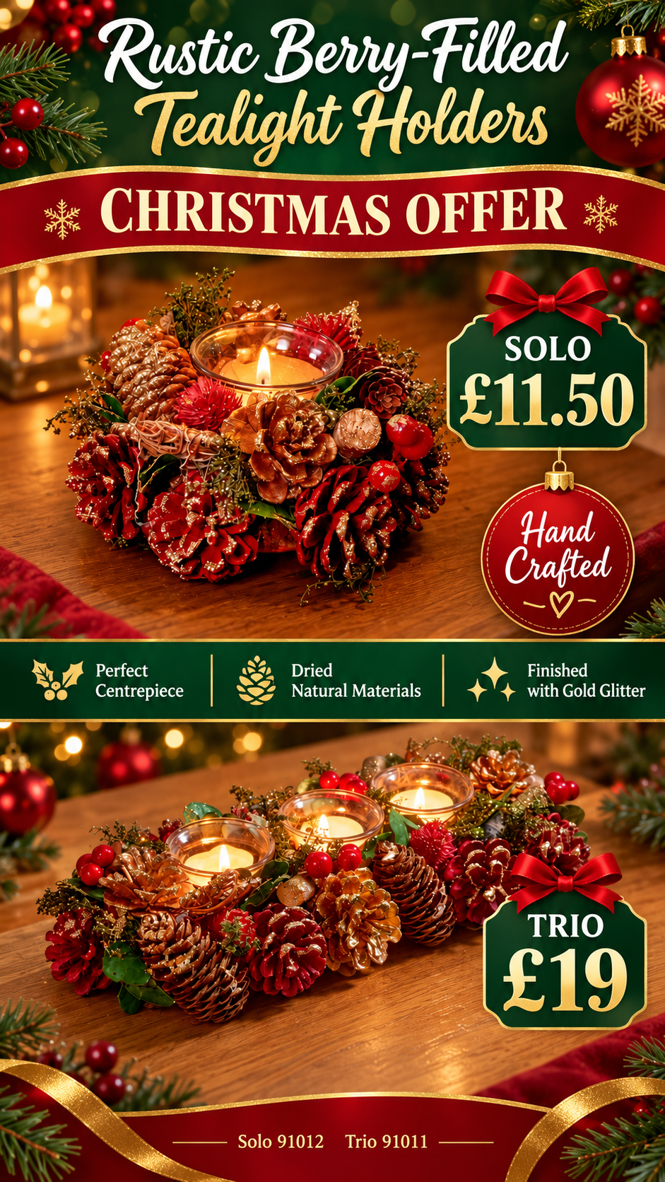 Rustic Christmas Tea Lights