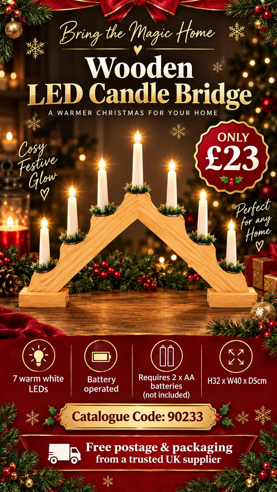 Wooden LED Candle Bridge