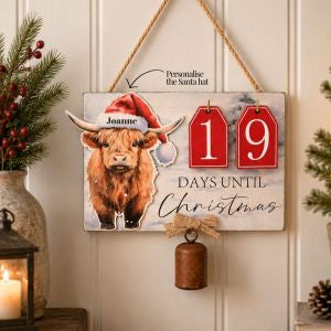 Highland Cow Countdown Plaque With Free Personalisation